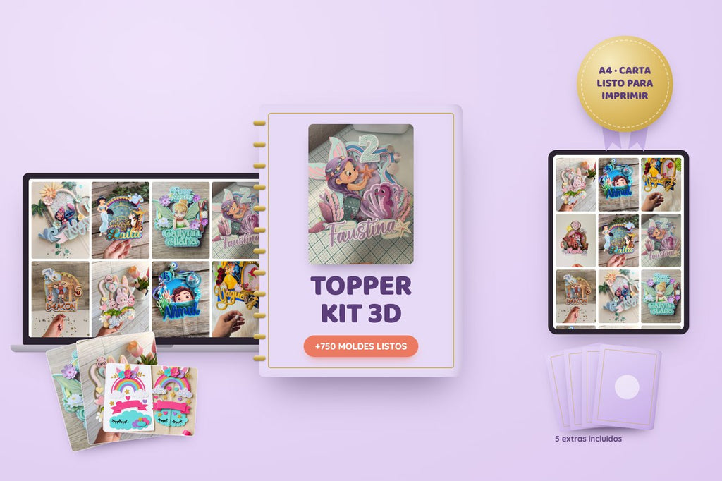 Topper Kit 3D: +750 moldes de toppers 3D listos para imprimir