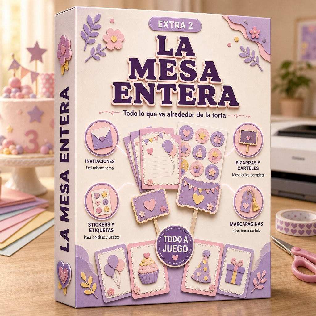 De Un Topper a Toda la Mesa: invitaciones, stickers, pizarras y marcapaginas
